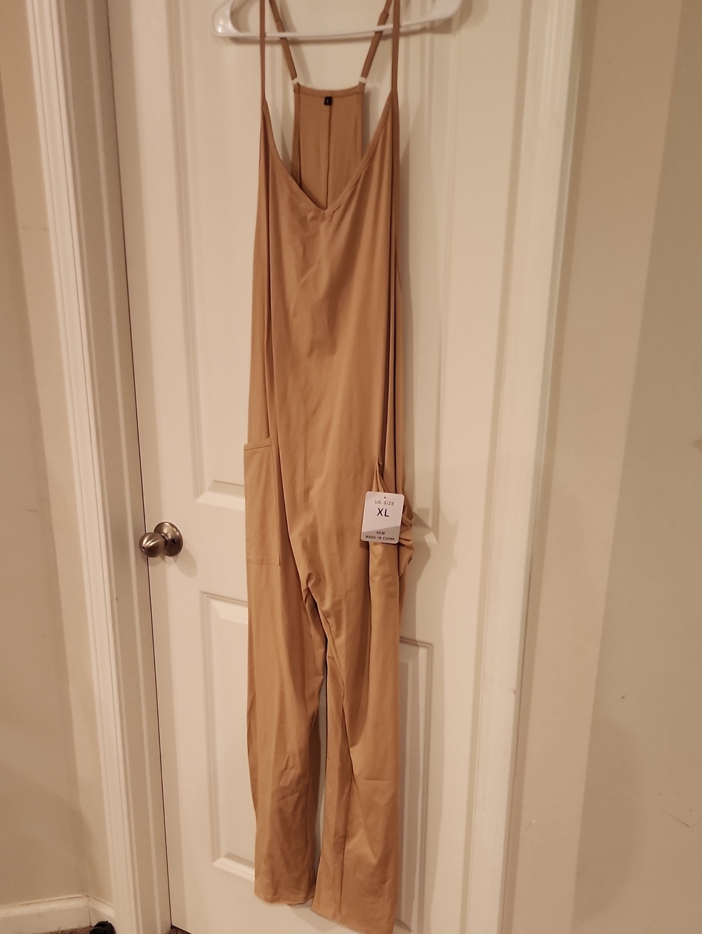 Women's Sleeveless Wide-Leg Jumpsuit in Tan
